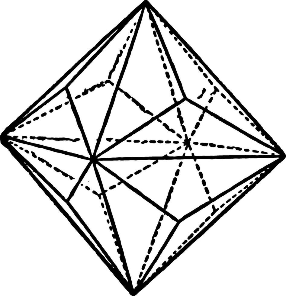 Triakis-octahedron vintage illustration. vector