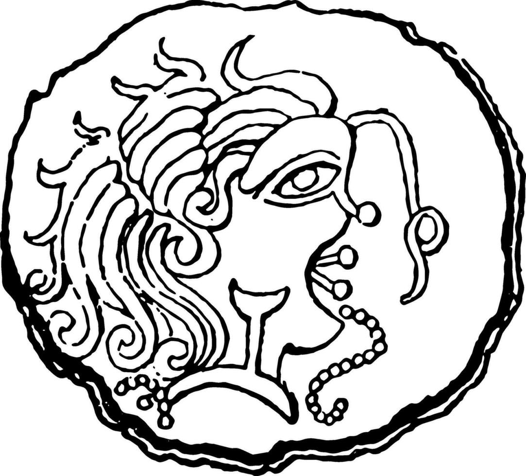 Gallic Coin vintage illustration. vector