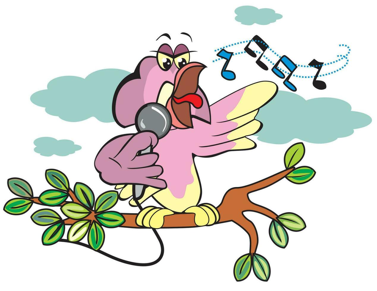 Singing bird, illustration vector