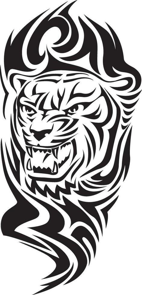 Tiger head tattoo, vintage engraving vector