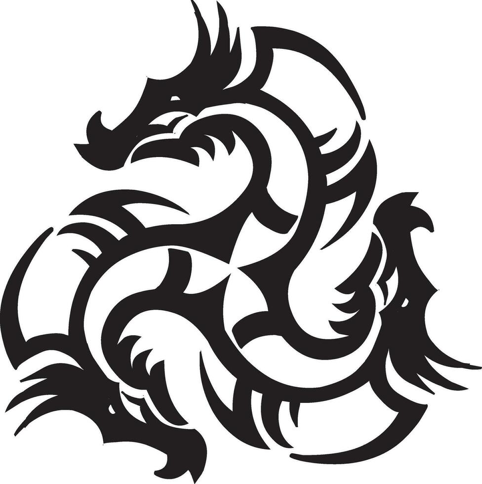 Dragon tattoo design, vintage engraving. vector
