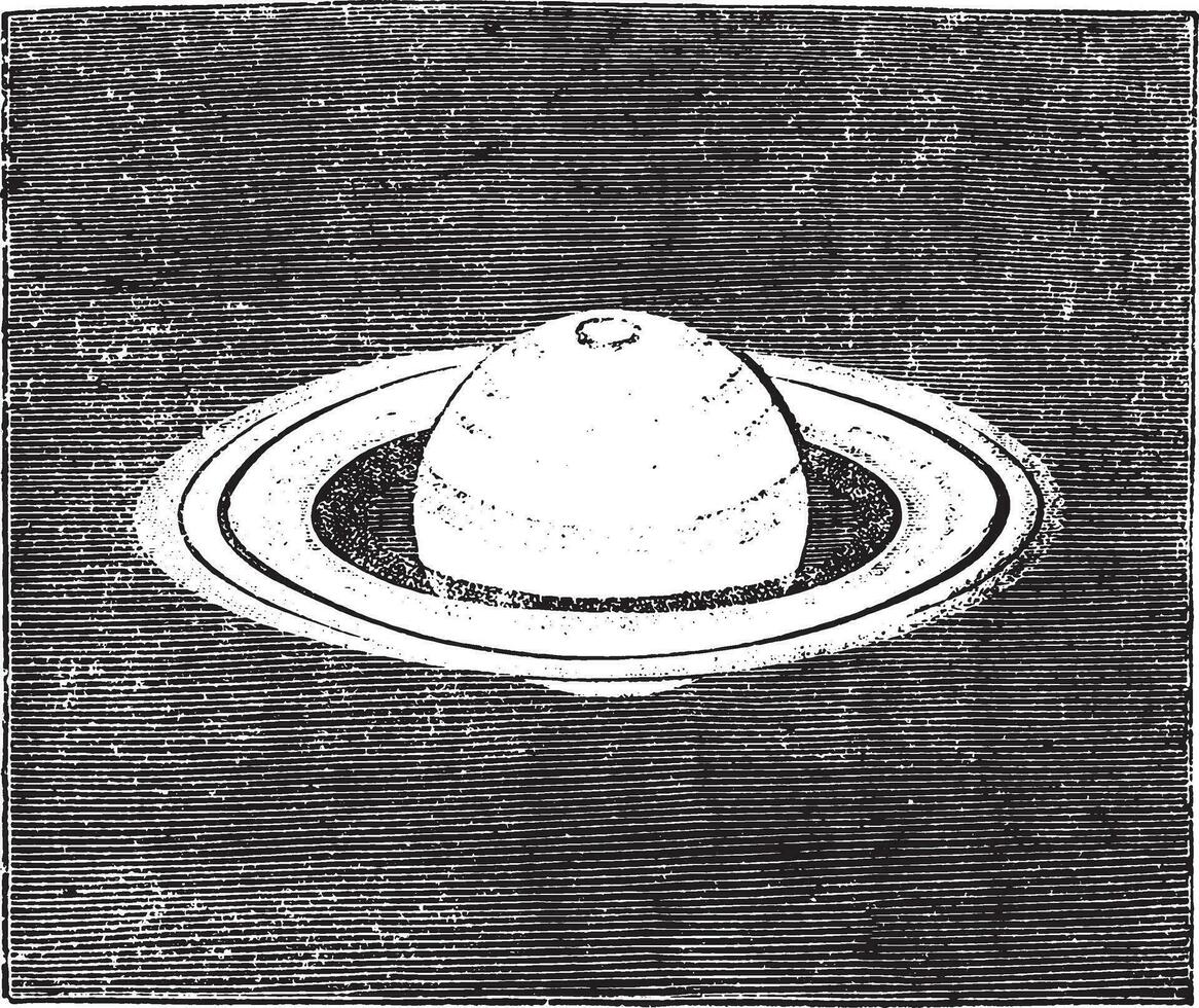 Saturn, vintage engraving. vector