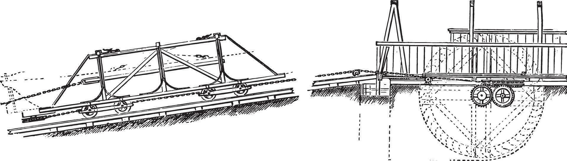 Incline Morris Canal, vintage engraving. vector