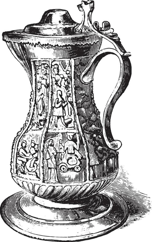 Pitcher from Shakespeare, vintage engraving. vector