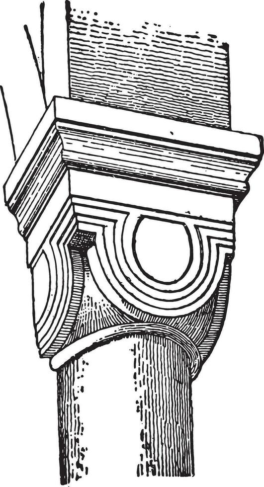 Capital in the church of Neuwiller, vintage engraving. vector