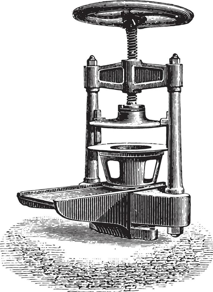 Press for appretage, vintage engraving. vector