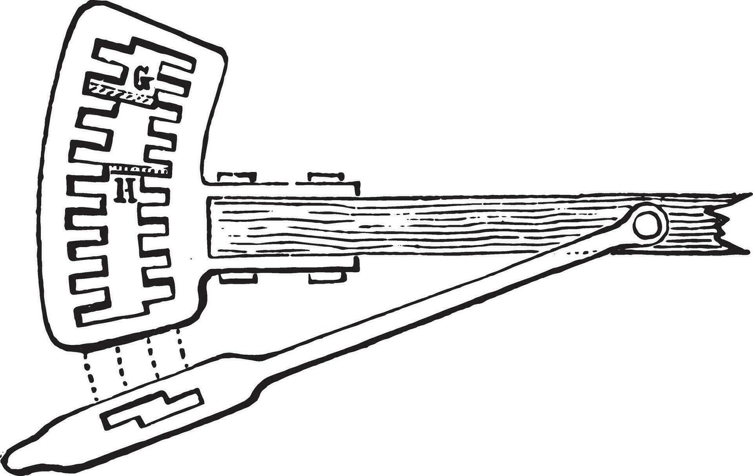 Circular regulator double line of notches for the width, vintage engraving. vector