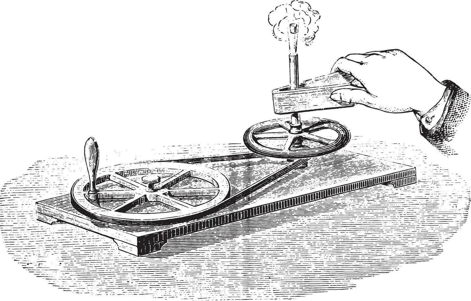 Heat generation by friction, vintage engraving. vector