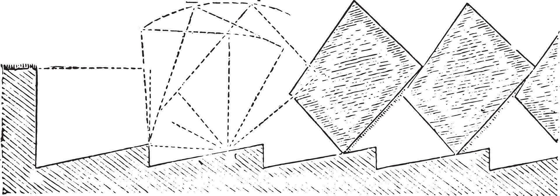 labor trapezoidal tiras, Clásico grabado. vector