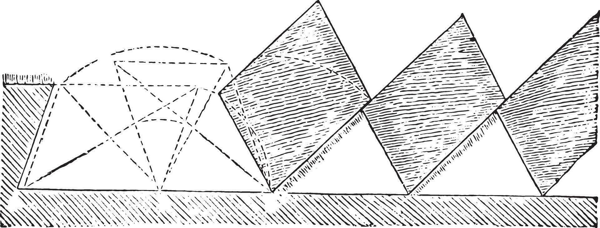 Parallelogrammatique to roll bands or overhanging wall, vintage engraving. vector