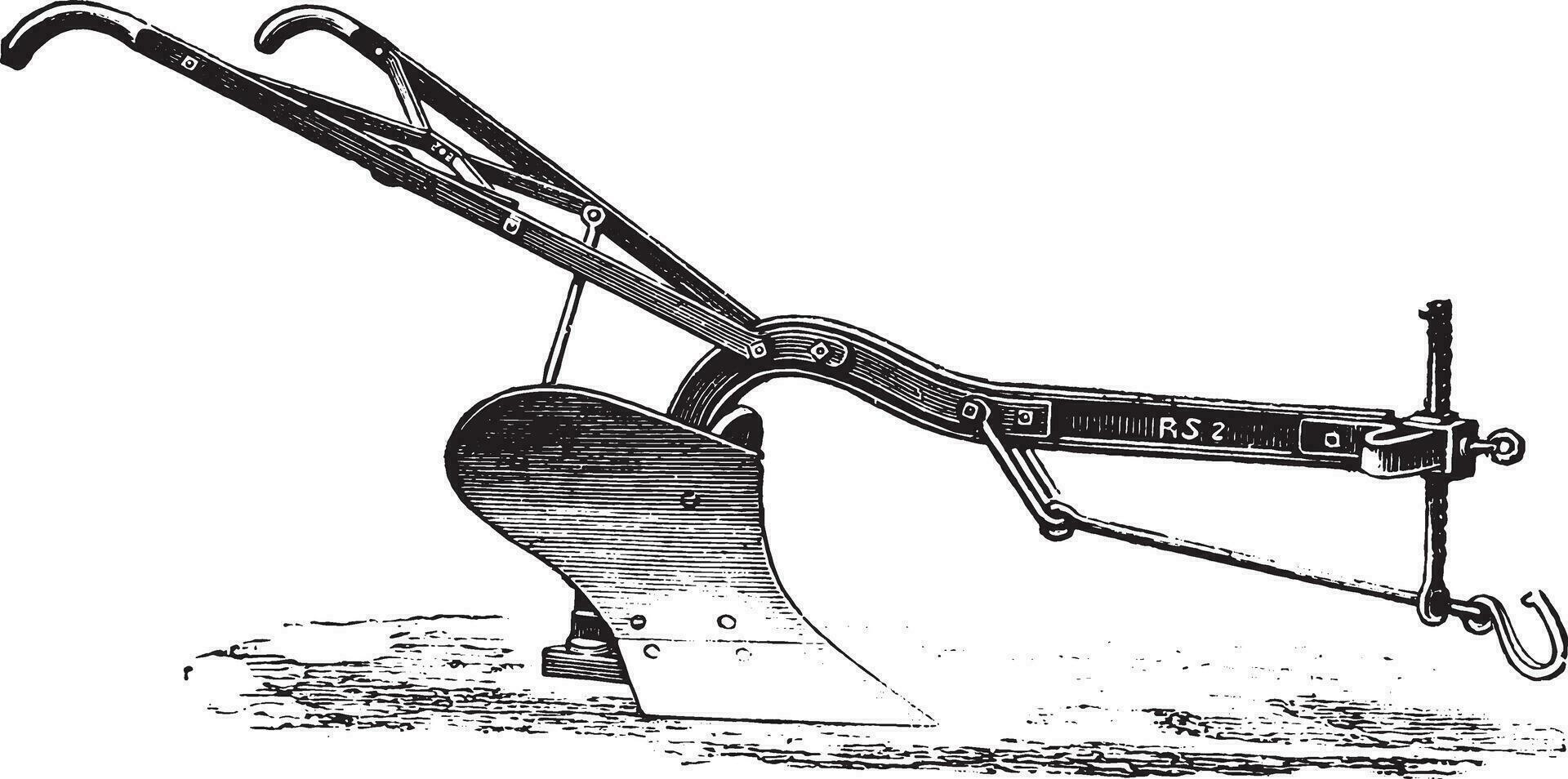 Plow iron age to Eckert, vintage engraving. vector