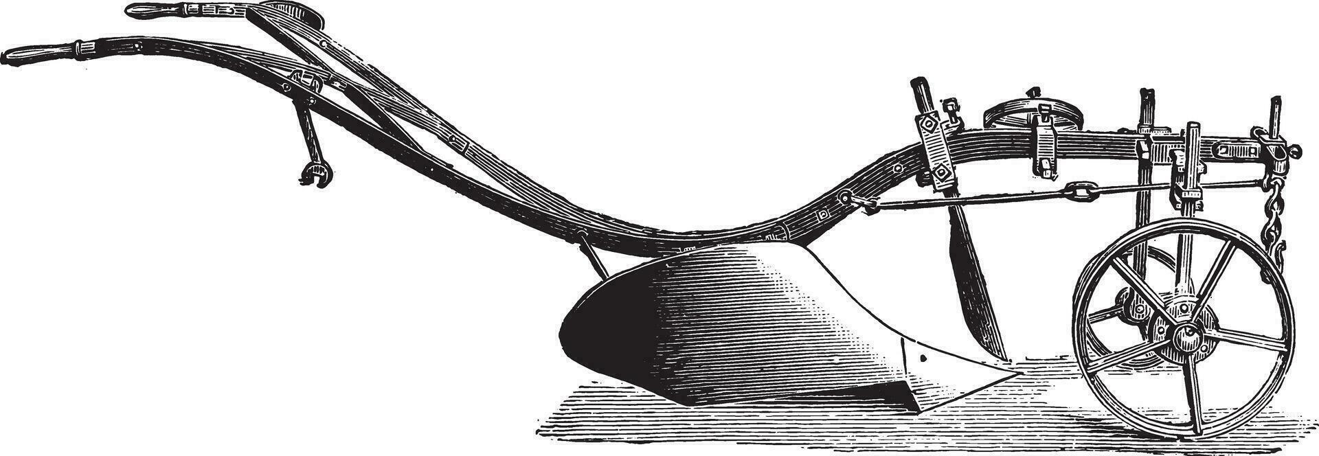 RN plow for deep plowing, J Cooke, vintage engraving. vector