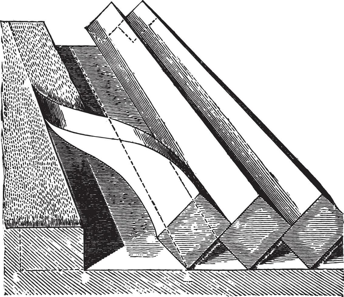 Strip of land in reversal, vintage engraving. vector
