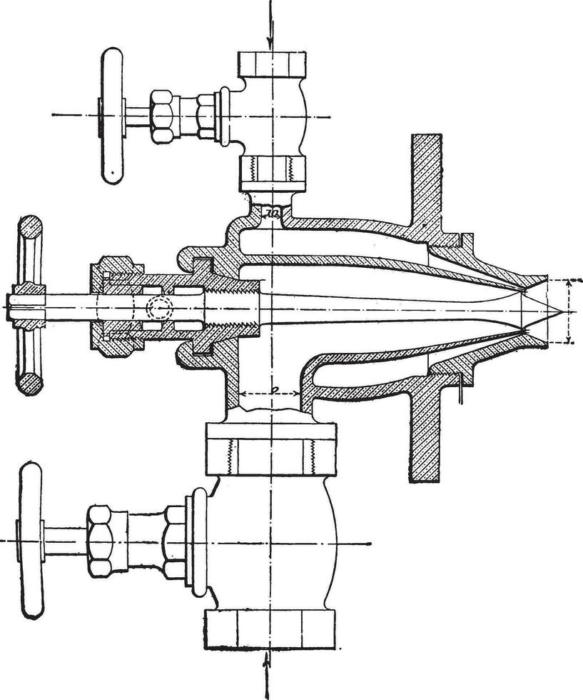 Burner to oil, system of Allest, vintage engraving. vector