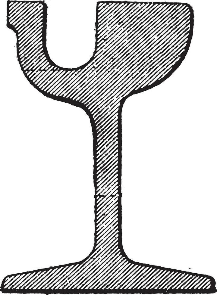 Rail Broca, vintage engraving. vector