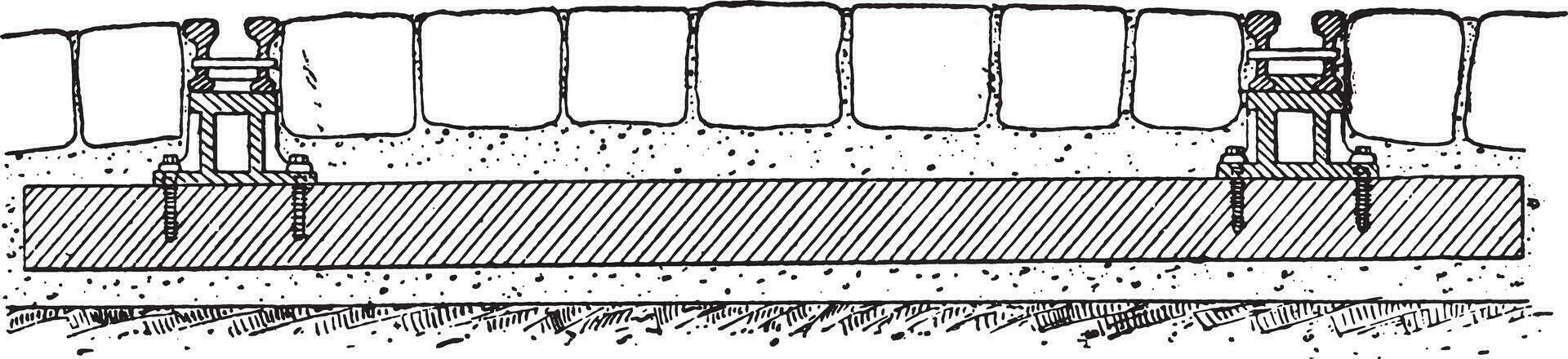 Marsillon track on sleepers, vintage engraving. vector