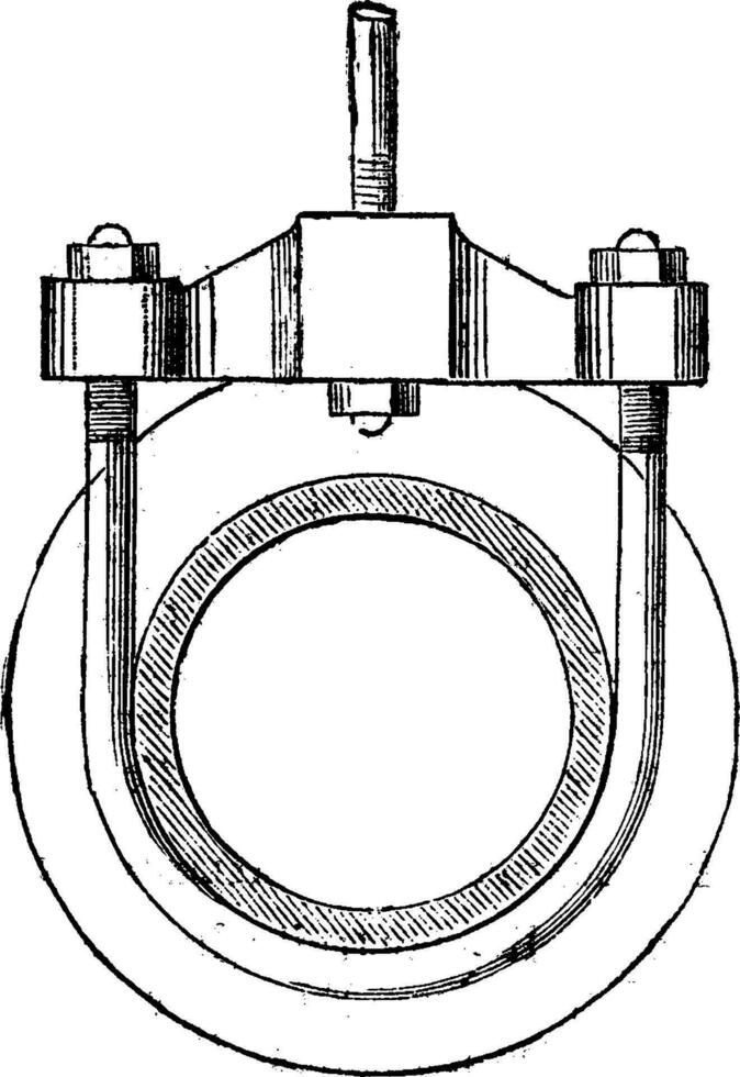 soporte para suspensión vapor tubería en elevación, Clásico grabado. vector