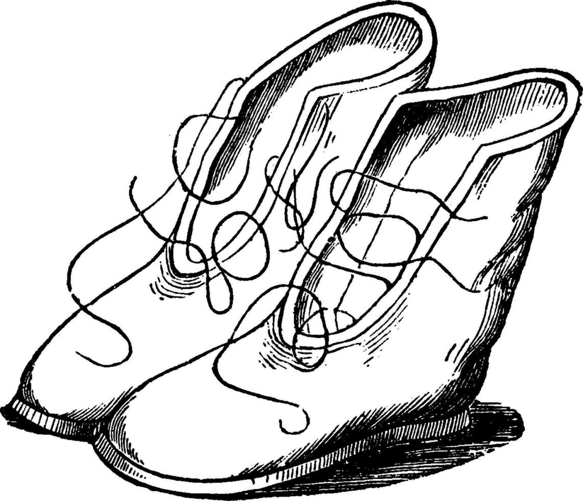 Greek boots, vintage engraving. vector