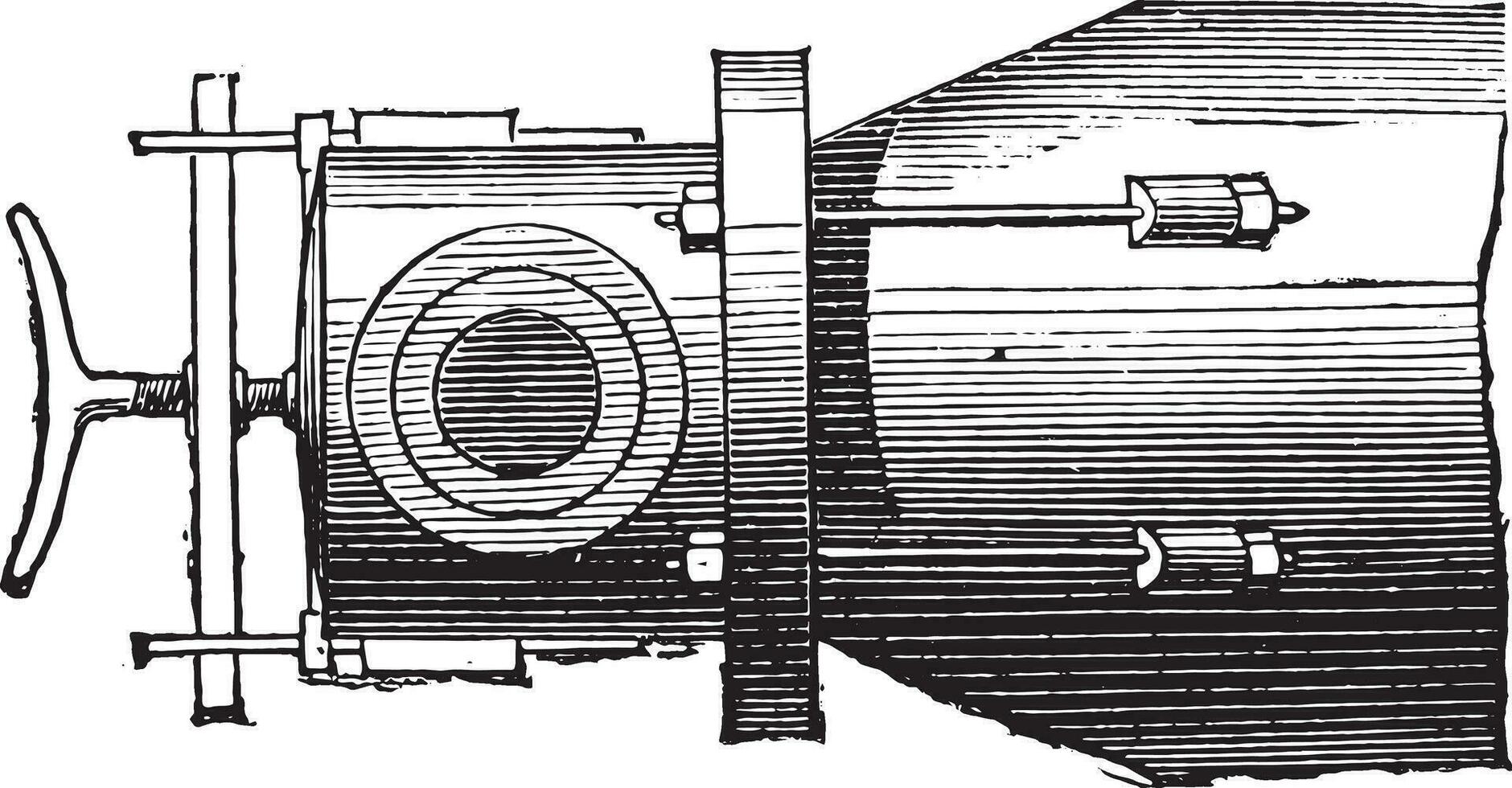 Gas retort, plan, vintage engraving. vector