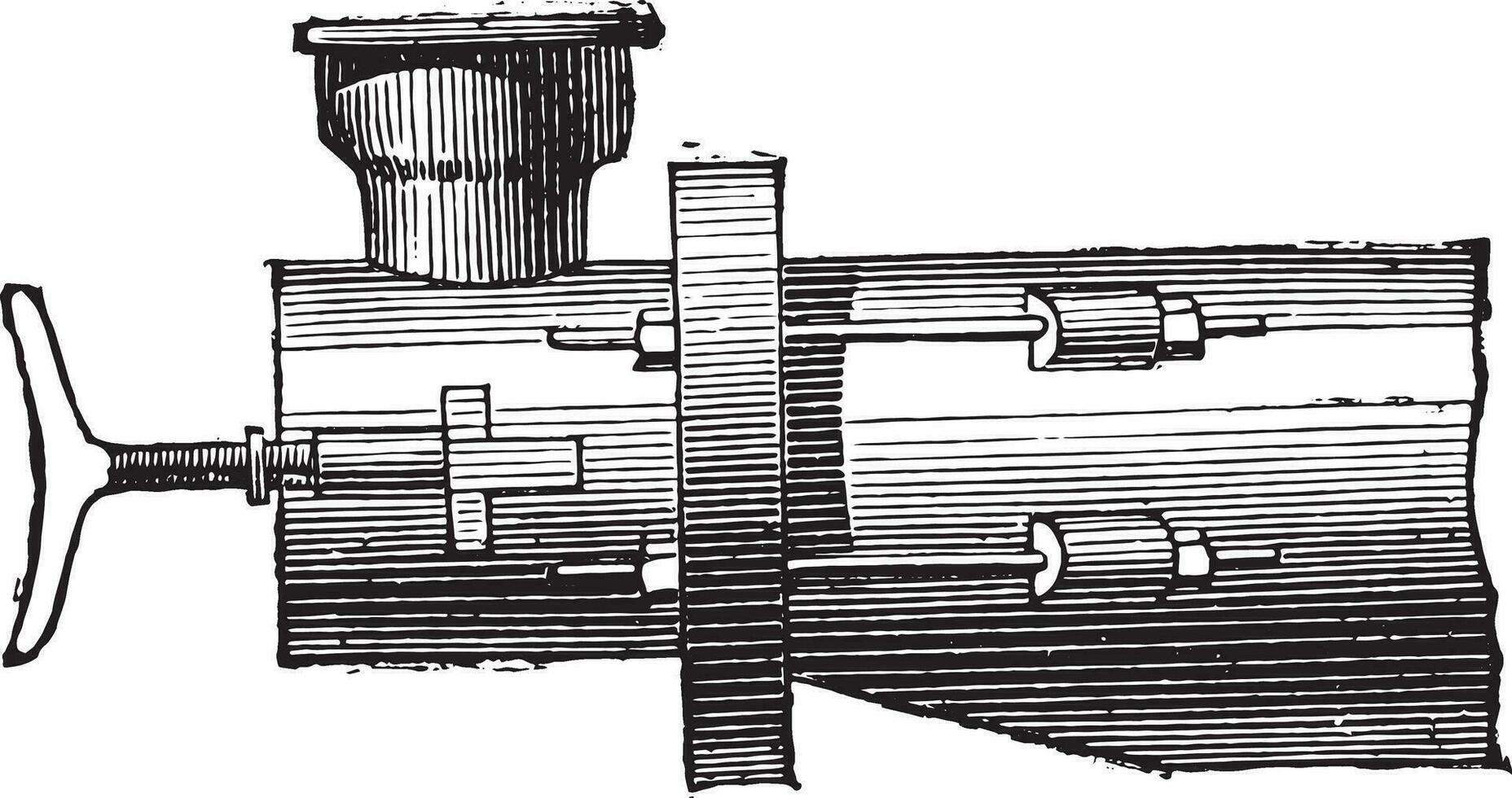 Gas retort, elevation, vintage engraving. vector