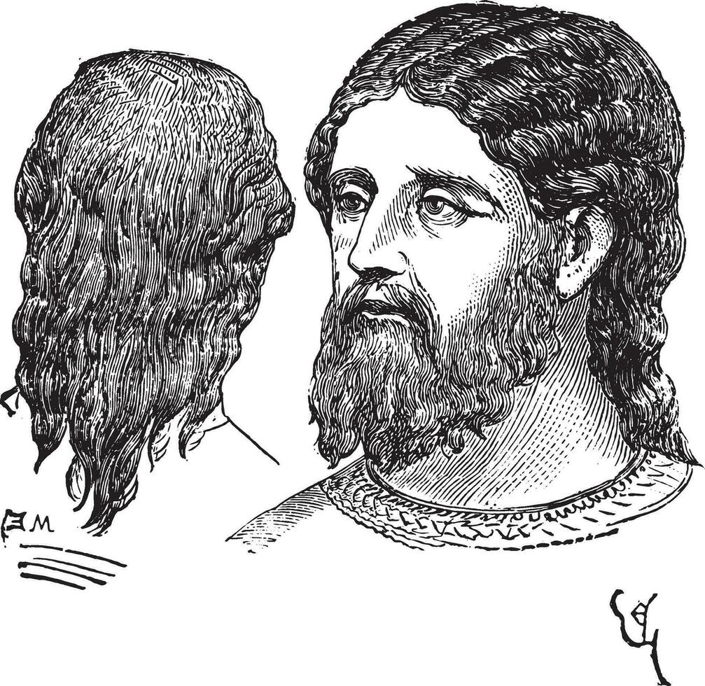 hombre de noble peinado, Clásico grabado. vector