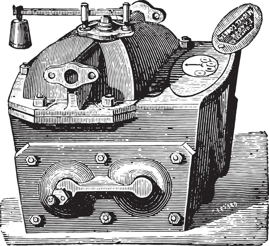 Water meter, Frager system, Type applied to steam boilers, vintage engraving. vector