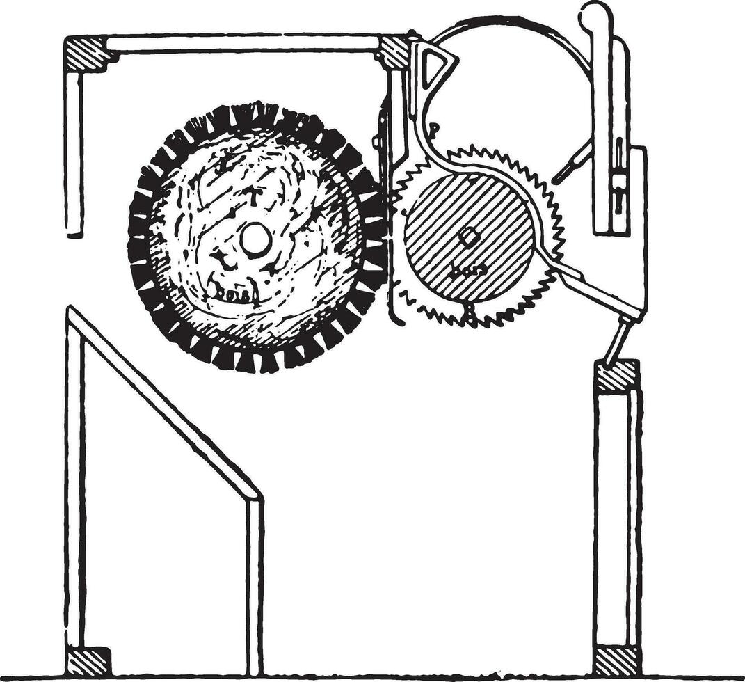 Cotton gin a so-called saw-gin, vintage engraving. vector