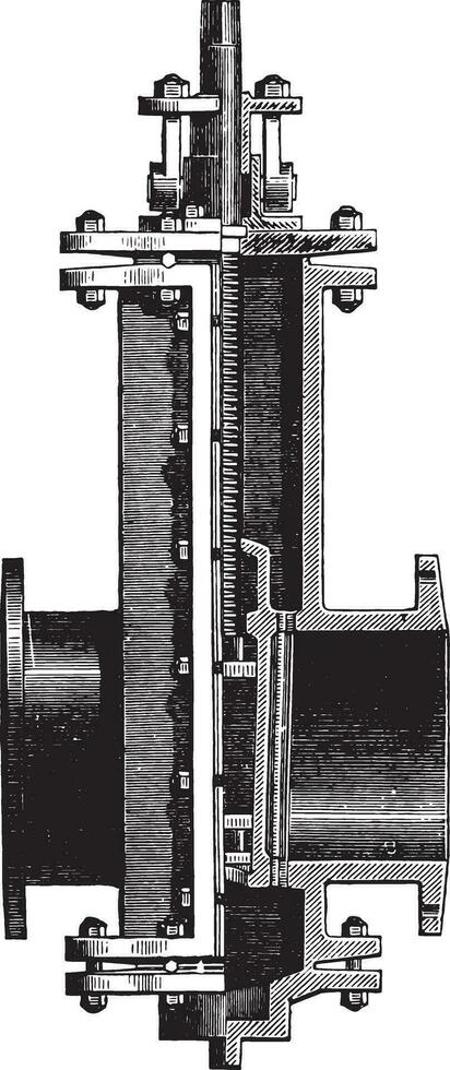 Gate valve, vintage engraving. vector