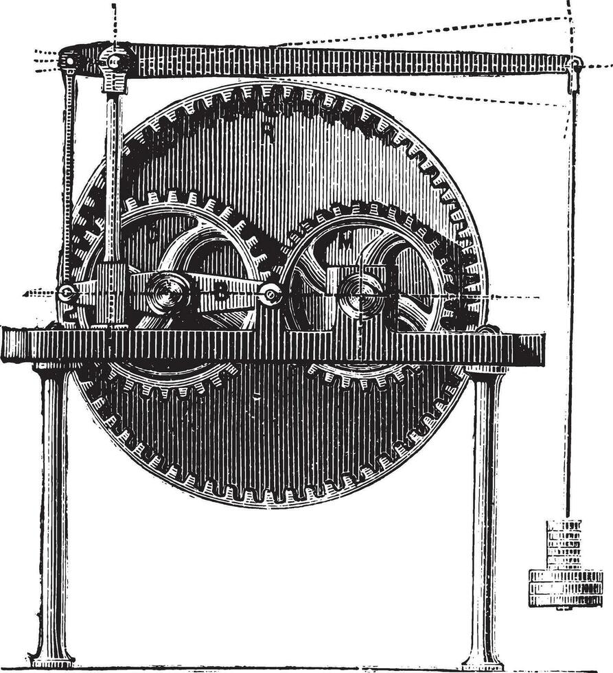 Raffard dynamometer, vintage engraving. vector