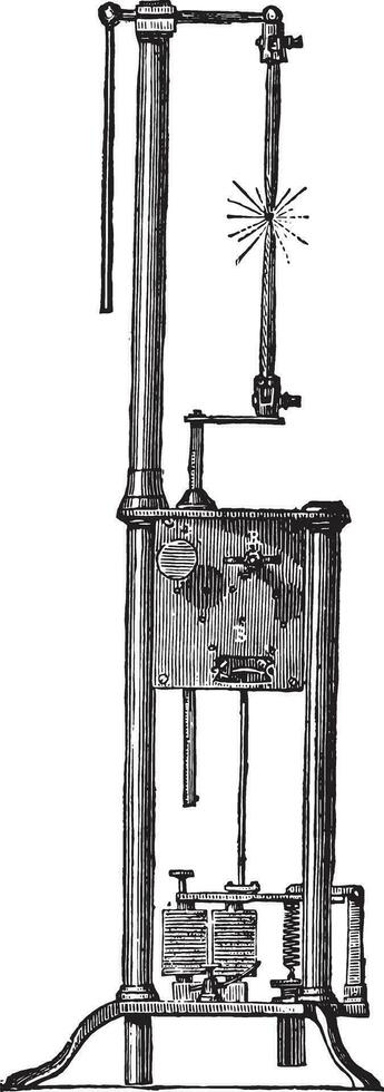 Arc lamp of Duboscq, vintage engraving. vector