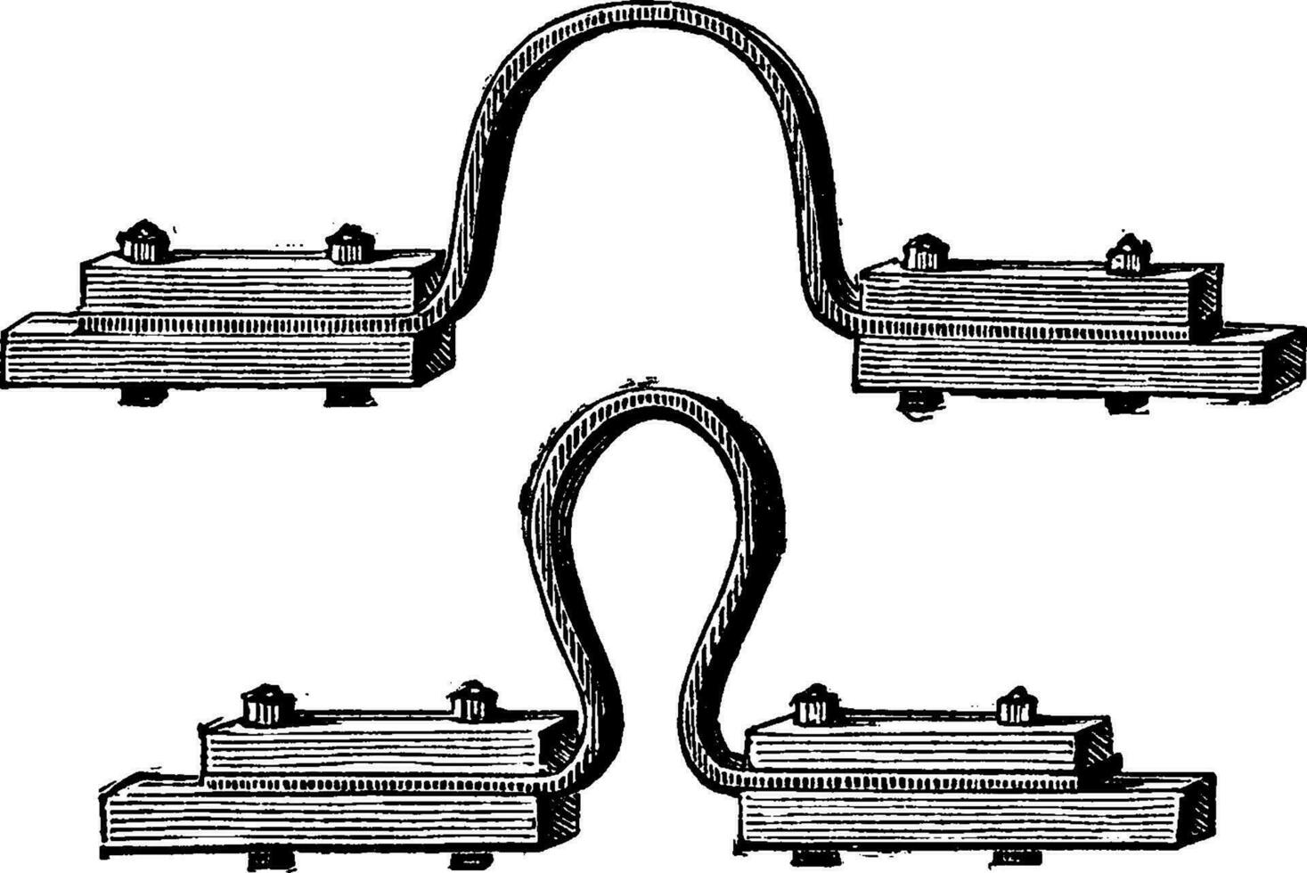 Expansion joints, vintage engraving. vector