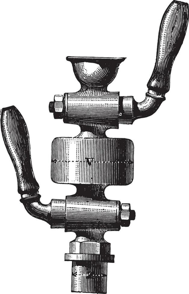 Double tap fitting, vintage engraving. vector
