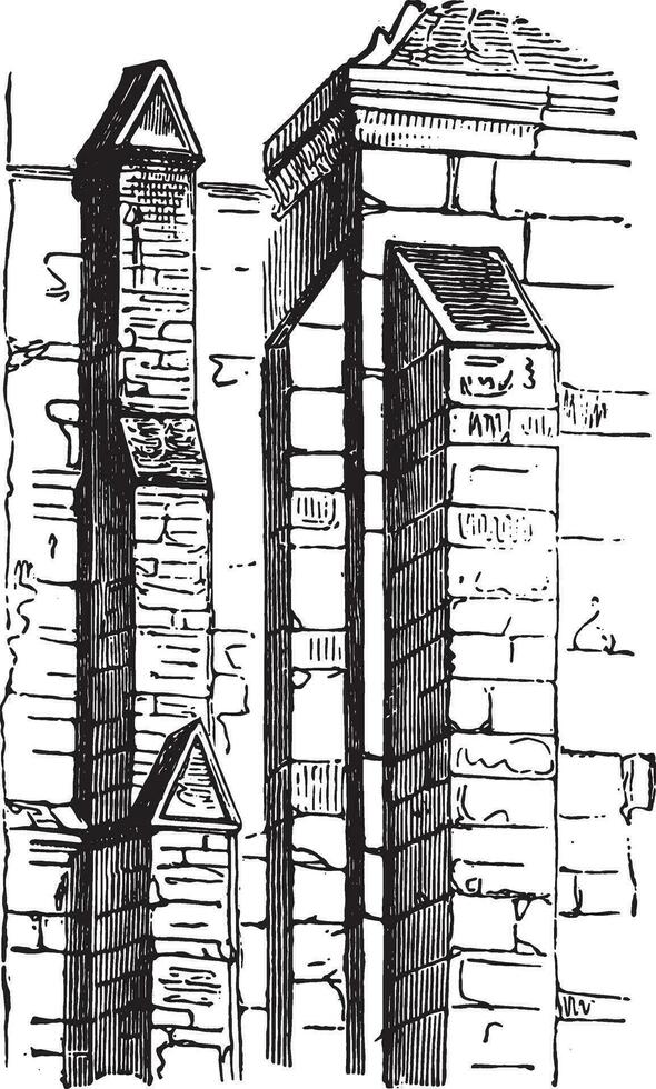Buttresses, vintage engraving. vector