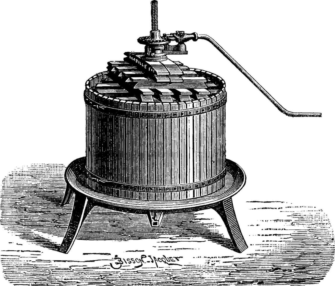 View of a press, vintage engraving. vector