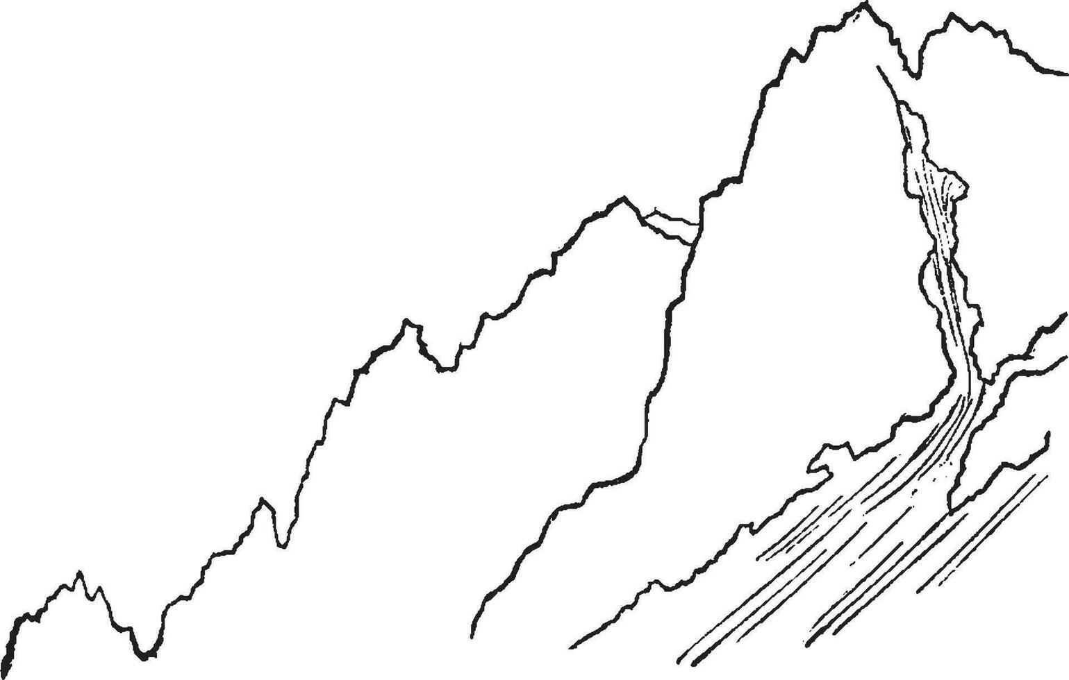 estribaciones pelvoux, Clásico grabado. vector