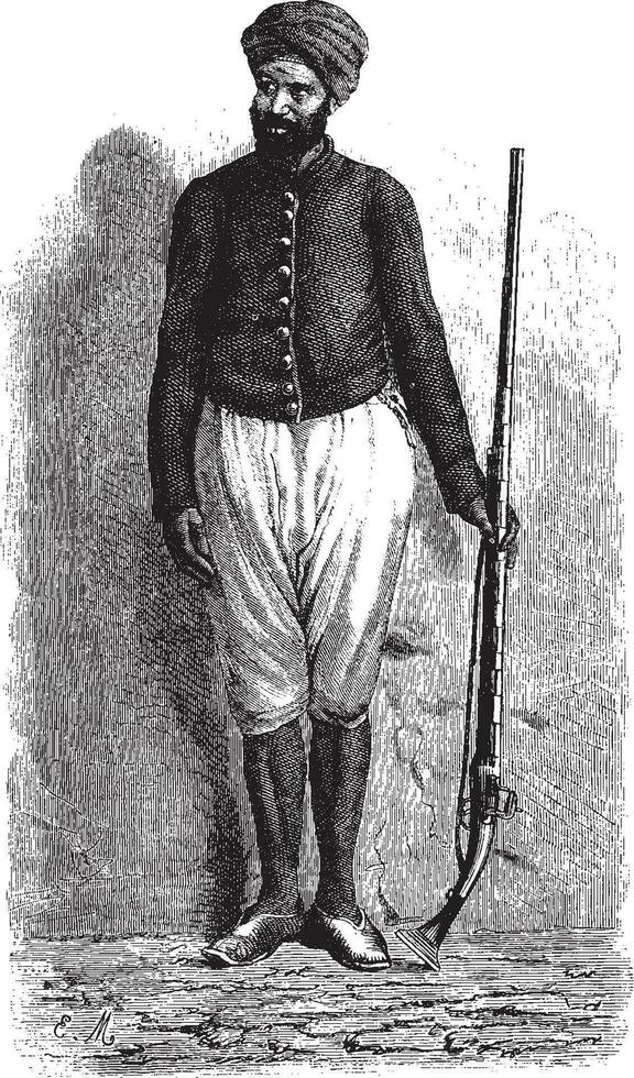 Tunisian, vintage engraving. vector