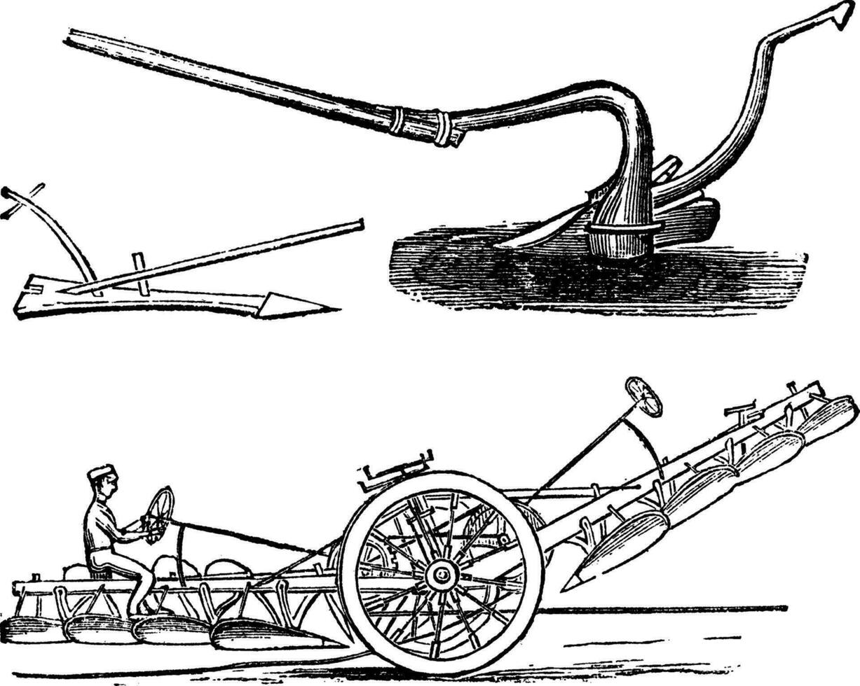 arado Clásico grabado vector