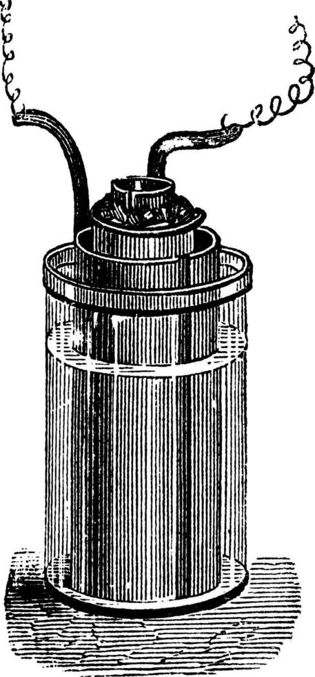 Daniell cell or gravity cell vintage engraving vector