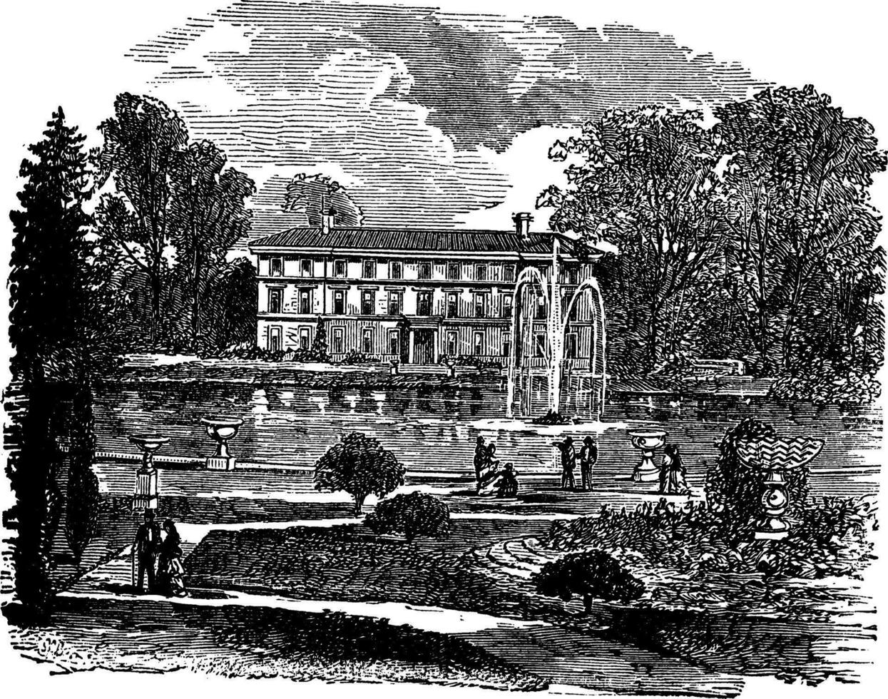 The Royal Botanic Garden and a view of Museum No. 1 vintage engraving vector