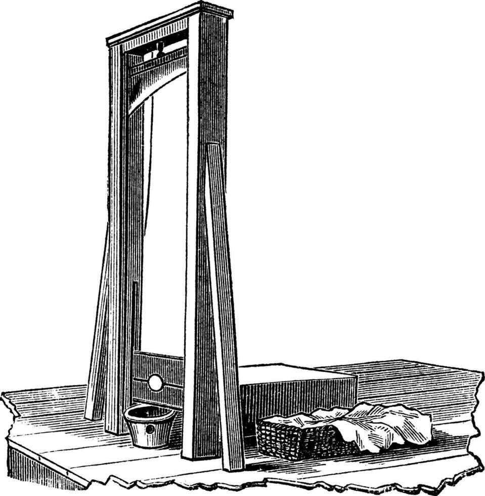 Guillotine isolated on white, vintage engraving vector
