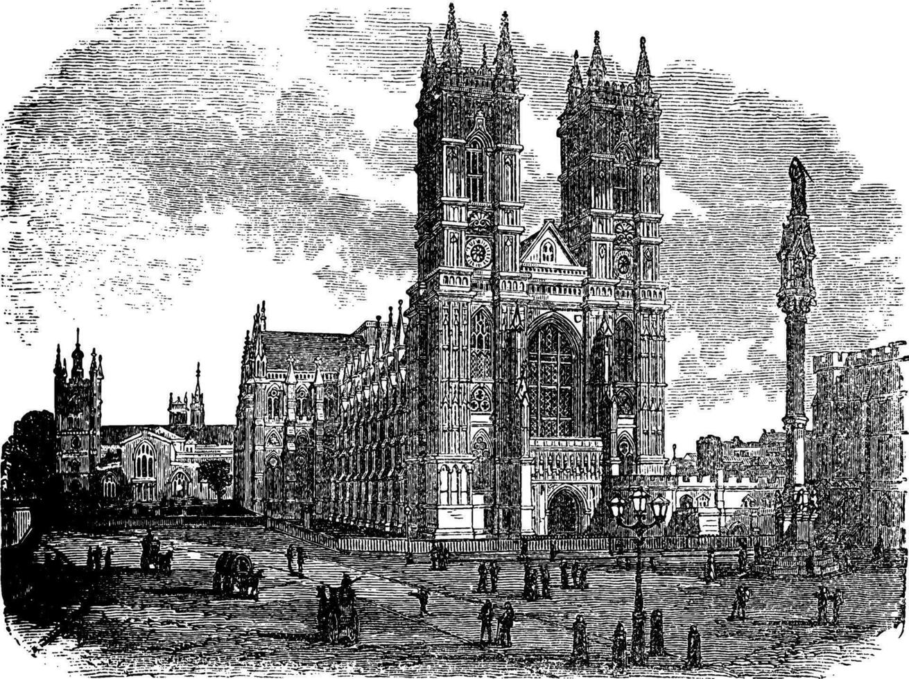 Westminster abadía o colegial Iglesia de S t pedro en Londres Inglaterra Clásico grabado vector