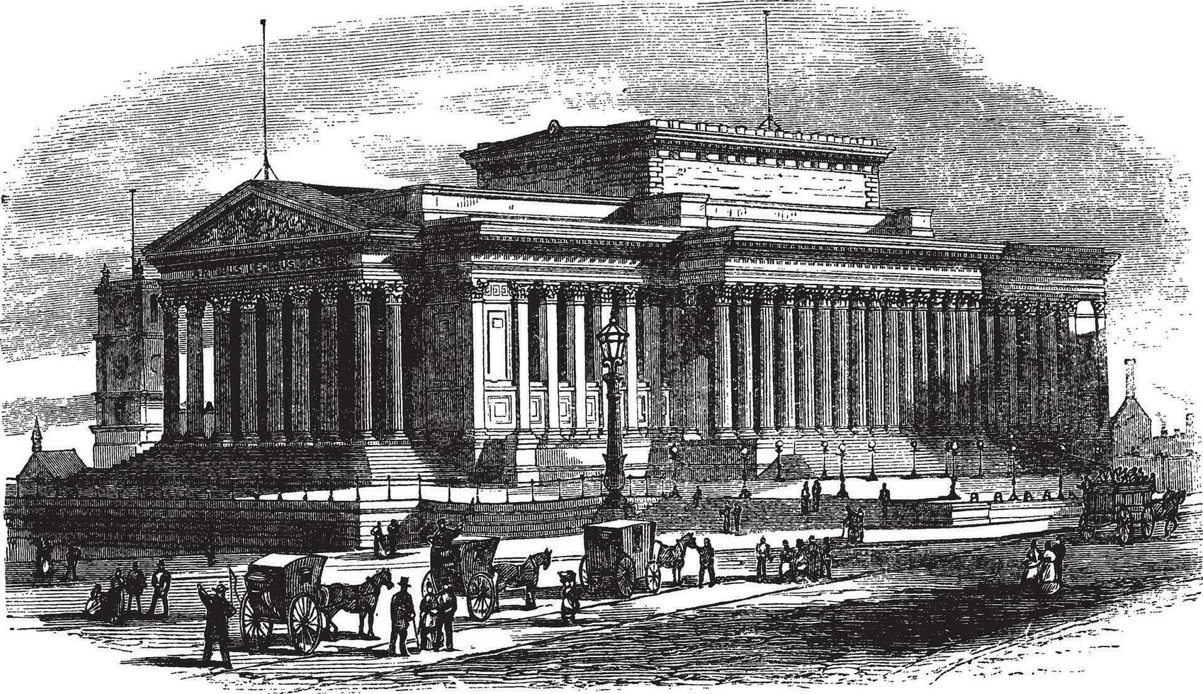 St George's Hall on Lime Street in Liverpool England vintage engraving vector
