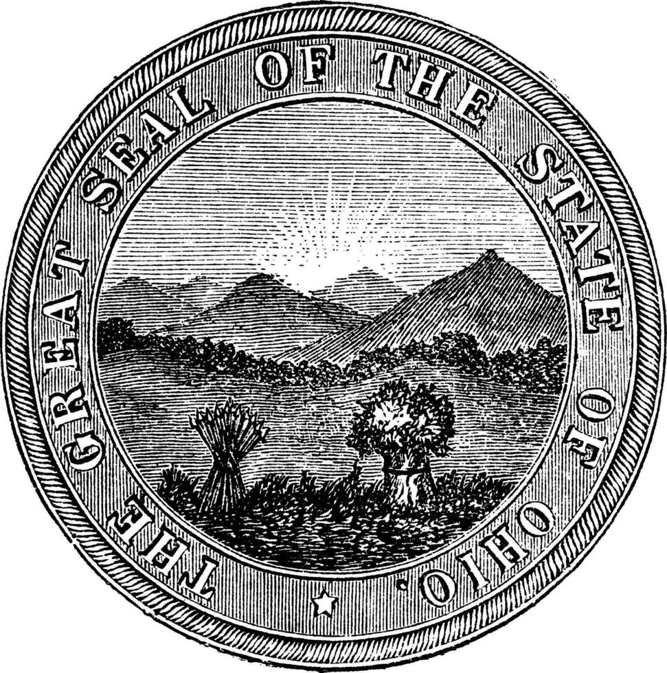 Seal of the State of Ohio. vintage engraving vector