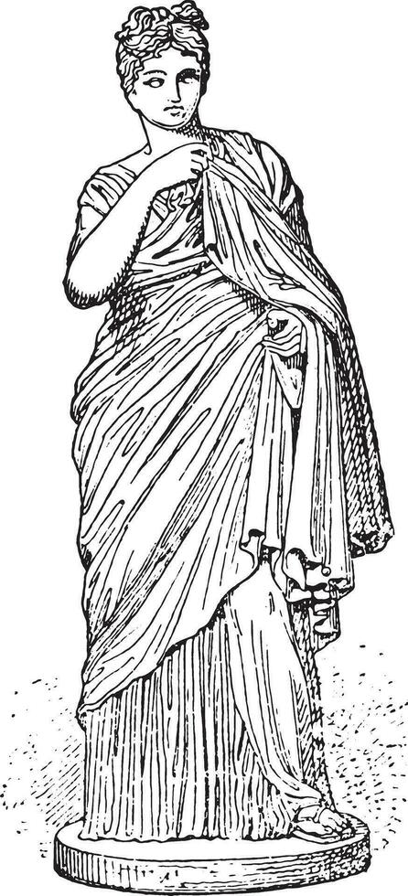 Young Roman Woman, vintage engraving. vector