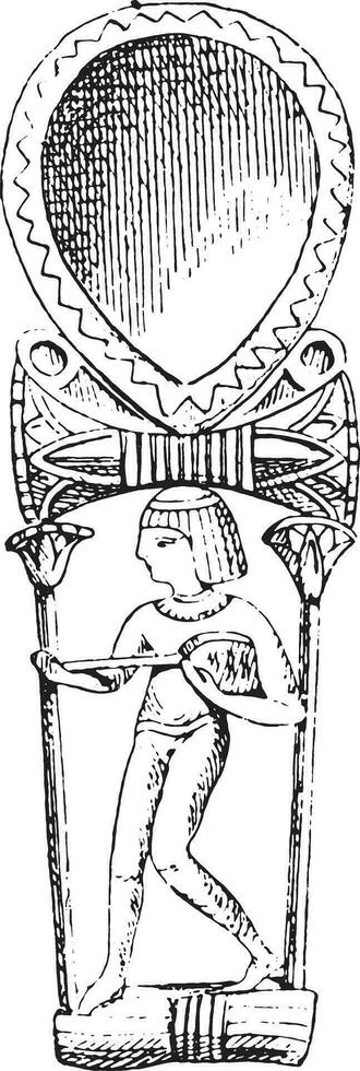 Egyptian spoon, vintage engraving. vector