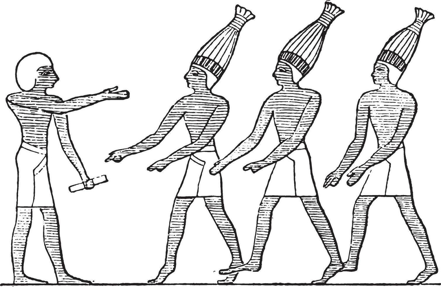 Egyptian buffoons, vintage engraving. vector