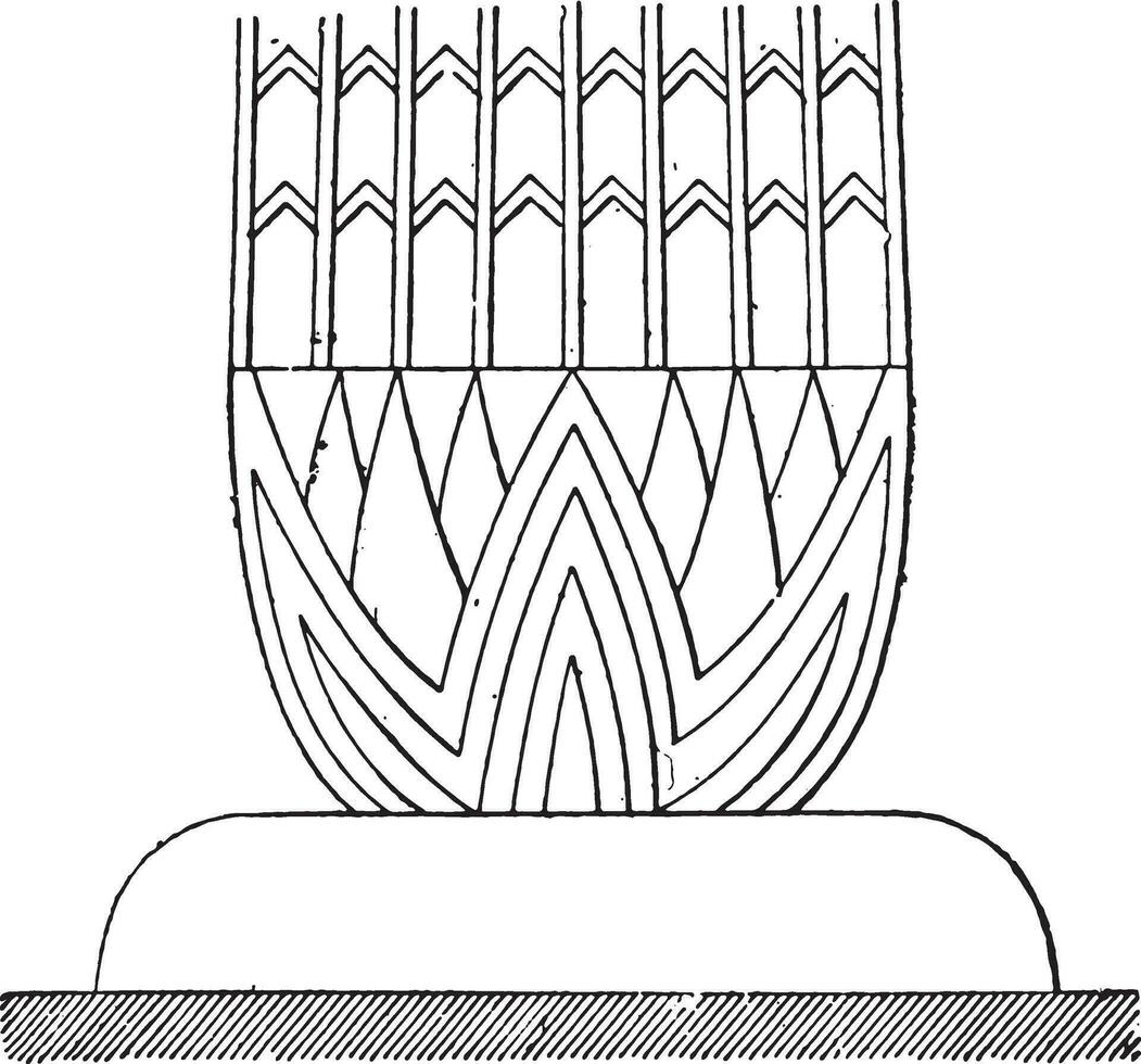 Basic Egyptian column, vintage engraving. vector