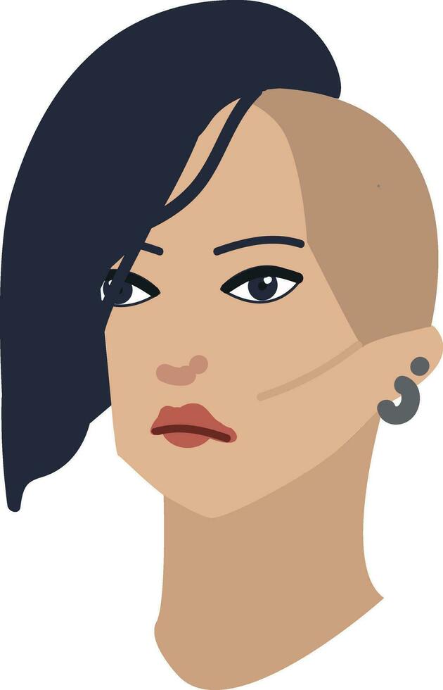 Portrait of a girkl with blue hairvector illustration on white background. vector
