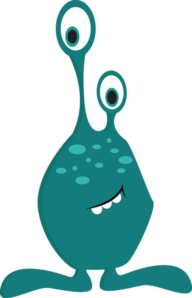 Turquoise monster with big feet vector illustration on white background.