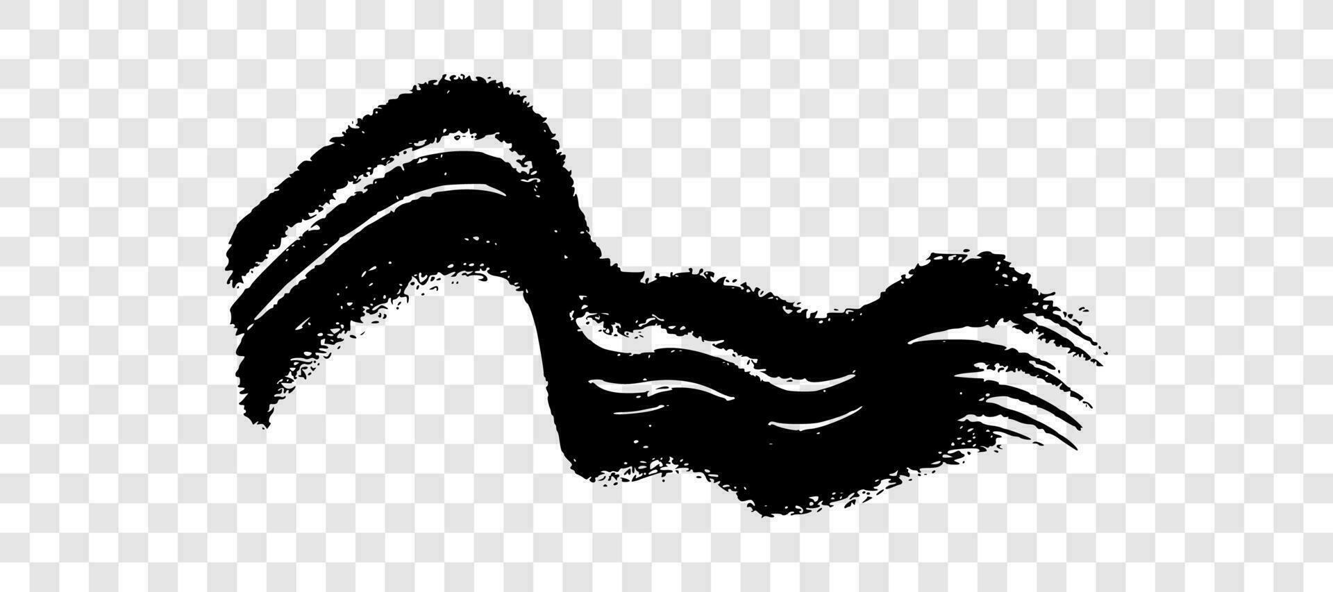 Black wavy grunge brush strokes vector